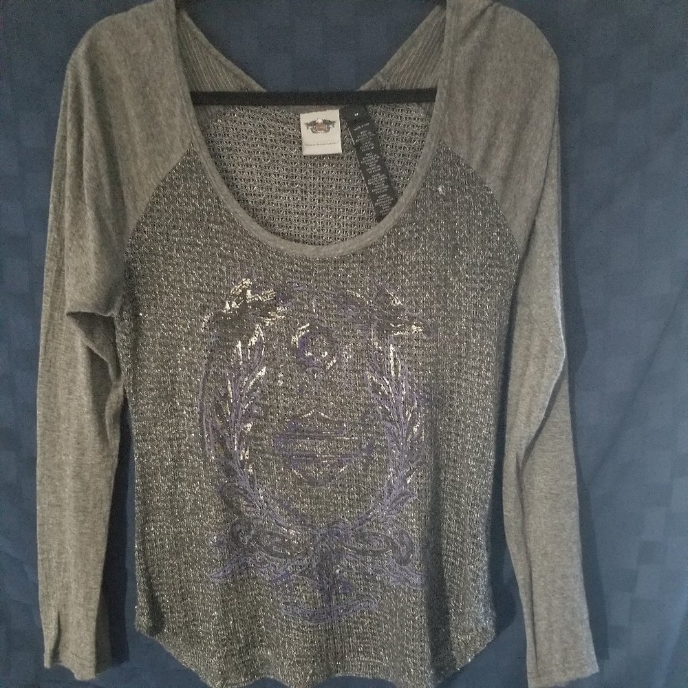 Harley Davidson dark grey knit l/s Sz M